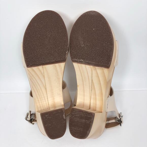 NEW OpBx Nisolo Open Toe Clogs Wooden Heel Sandals Shoes Platform Size 6.5 Bone - Picture 8 of 16